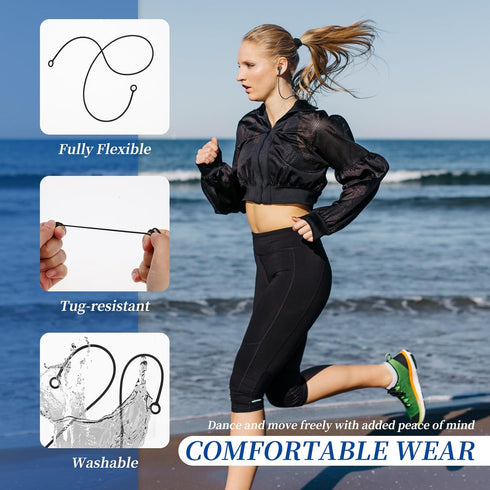 2 Pieces Flexible Silicone Earplugs Connector Cord, Safety Lanyard for Earplugs with Removable Tips