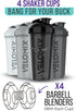 '-4 PACK- 28 oz Protein Shaker Bottle for Protein Mixes, Leak Proof Shaker Cups with 4x Wire Whisk