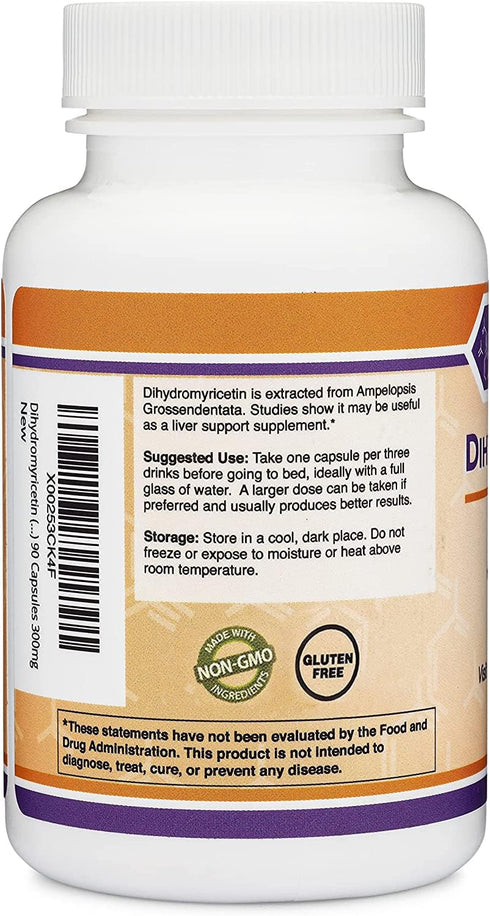 Dihydromyricetin (DHM) Supplement for Liver Support, 90 Capsules, 300mg (Hovenia Dulcis Extract)