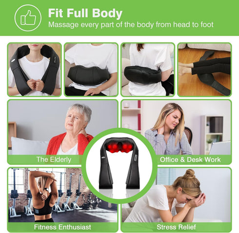 cotsoco Shiatsu Back, Neck, and Shoulder Massager with Heat, Deep Tissue 3D Kneading Pillow for Muscle Pain Relief
