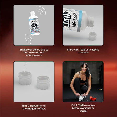 Pump Sauce 32 Oz Hot Sauce Thermogenic Pre-Workout, White Cherry Flavor, Liquid Energy Supplement with Caffeine