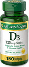 Nature's Bounty Vitamin D3, 5000IU, 150 Ct | Immune and Bone Support, Rapid Release Softgels