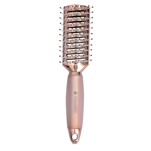 Navaris Vented Hairbrush - Rose Gold Gel Handle, Wide Set Bristles for Wet, Dry, Curly, Thick Hair