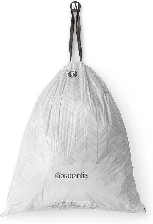 Brabantia PerfectFit Trash Bags, Size M/16 Gal, Thick Plastic Trash Can Liners with Drawstring Handles (40 Bags)