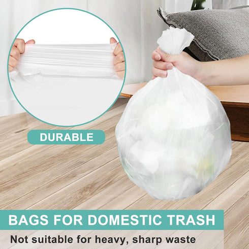 YUFDA 4 Gallon Trash Bags, 110 Count, Small Trash Bags for Bathroom, White, Point-Break Design