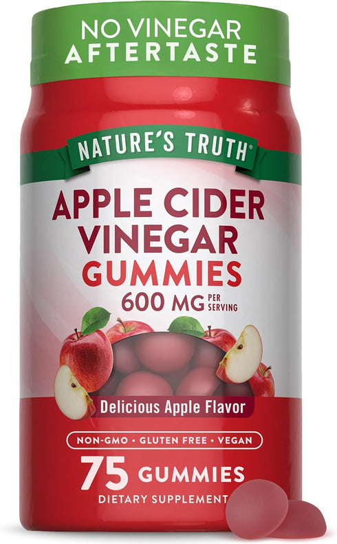 Apple Cider Vinegar Gummies, 600 mg, 75 Gummies, Vegan, Non-GMO, Gluten Free Supplement