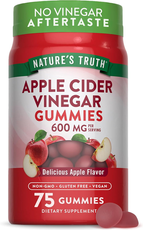 Apple Cider Vinegar Gummies, 600 mg, 75 Gummies, Vegan, Non-GMO, Gluten Free Supplement