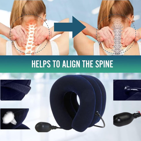 Inflatable Cervical Traction Cushion Device - Neck Pain Relief at Home, Decompression Pillow for Pinched Nerve