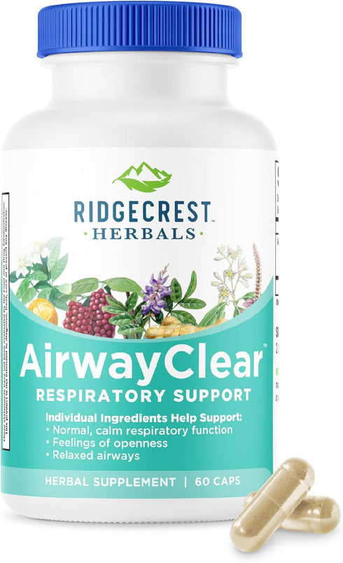 Ridgecrest Herbals AirwayClear, Lung Health and Breathing Support, 60 Vegan Caps, Gluten Free