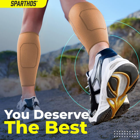 Sparthos Calf Compression Sleeves (Pair) for Men and Women, Calf Pain Relief for Running, Walking, Yoga
