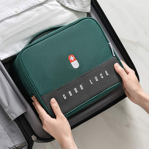 paerma Empty First Aid Bags, Travel Medical Supplies Organizer, Insulated Medicine Bag for Family Outdoors, Green