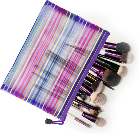 Mesh Bags with Zipper (6 Pack), Nylon Makeup Bag Cosmetic Pouches, Travel Organizer Case for Purse, Diaper Bag