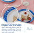 SILVER SPOONS Elegant Disposable Plates - (10 Piece) Heavy Duty Dessert Set 7.5”, Fine Dining Plastic Dishes, Blue