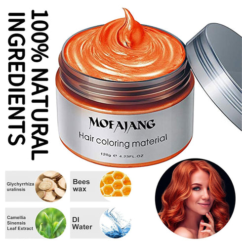 Temporary Hair Color Wax Orange 4.23 oz - Instant Hairstyle Cream Pomades for Party Cosplay, Easy Cleaning