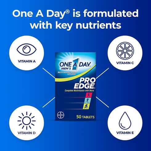 Immune 50 Count One A Day Mens Pro Edge Multivitamin, Supplement with Vitamin A,C,D, E and Zinc for Health Support