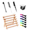 Laflare Braiding Hair Rack, Hair Extension Holder with 60 Spools, Wood Color
