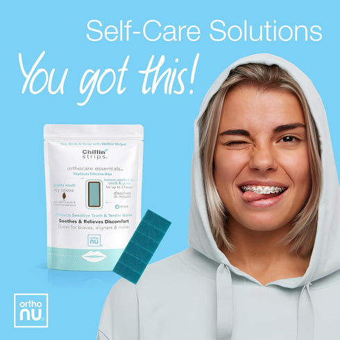 ORTHO NU 2+ 6 Chillin Strips, Therapeautic, Moldable and Dissolvable Strips, Replaces Orthodontic Wax for Braces