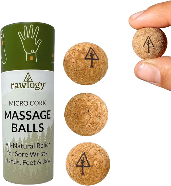 Travel Cork Massage Ball, Lightweight Sustainable Alternative for Muscle Pain Relief, Extra Small 0.75 Inch (Pack of 3)