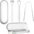 Set of 3 Tongue Scrapers for Adults, Tough Metal Tongue Cleaner with Storage Case, Stainless Steel for Fresh Breath