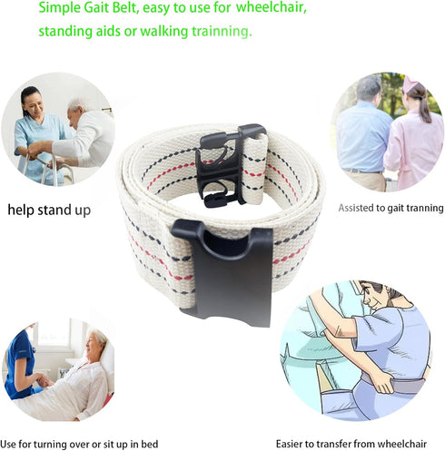 LAMBOX Walking Transfer Gait Belt, Standing Aids with Quick Release Buckle for Seniors, Elderly, Caregiver (Beige 60“)