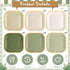 Tiangrid 120 7 Inch 6 Pcs Sage Green Paper Plates Gradient Disposable Square Dessert Party Plates with Gold Edge
