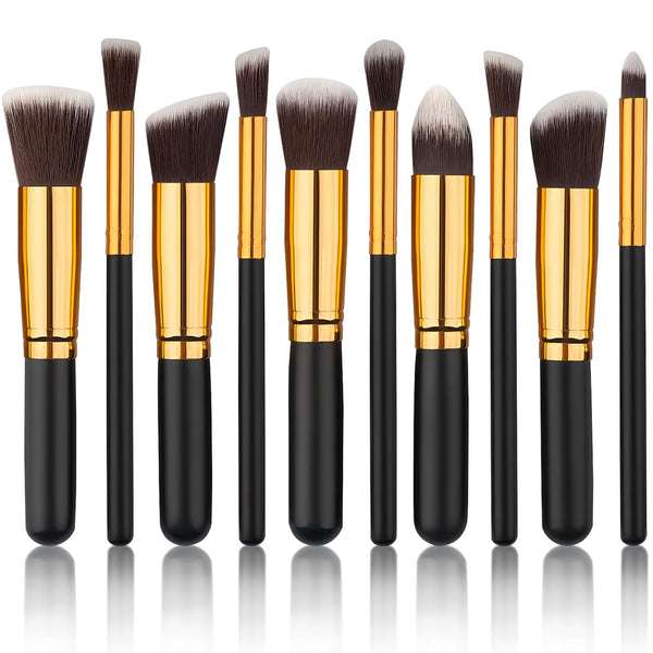 10pcs Premium Synthetic Mini Makeup Brush Set: Eyeshadow, Powder, Eyebrow, Eyeliner, Blush, Foundation & Concealer -