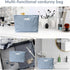 Wudygirl Makeup Bag, Portable Cosmetic Travel Bag for Women and Girls, Large Capacity Corduroy Toiletry Bag (Light Blue)