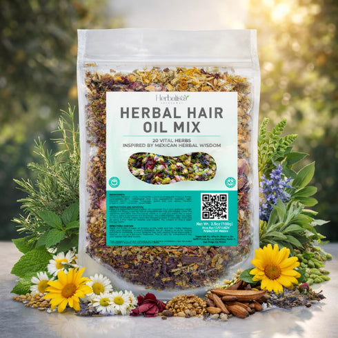 HERBALISTA 3.5oz (100g) 20 Premium Herbal Hair Oil Mix | Mexican-Inspired Ayurvedic Herbs | Longer-Looking Hair