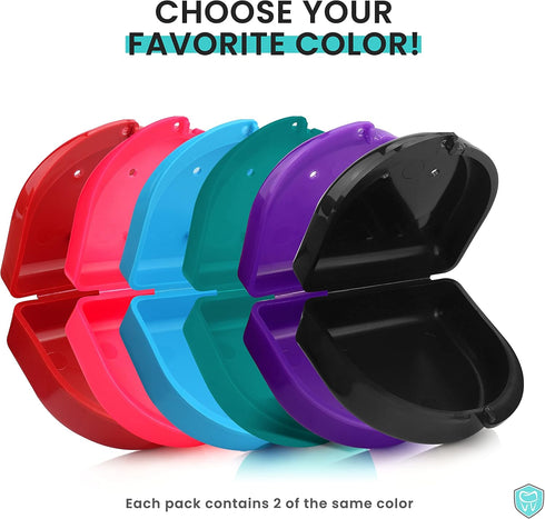FRESH KNIGHT Retainer Case (2 Pack) with Vent Holes, Perfect for Denture, Mouth Guard, Aligner (Purple)