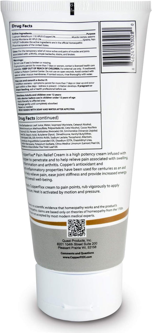 Pain Relief Cream, 5 Fl Oz Tube with Copper Heat Technology - Arnica for Muscle, Joint Inflammation, Fast Acting