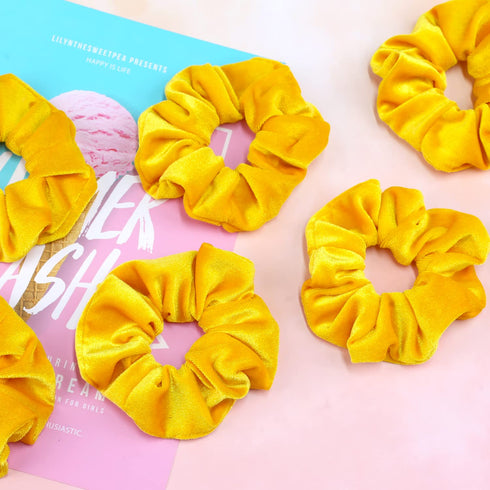 IVARYSS Yellow Scrunchies, Premium Velvet Soft Hair Scrunchy, Solid Colors Thick Elastic Bands, 12 Pack Hair