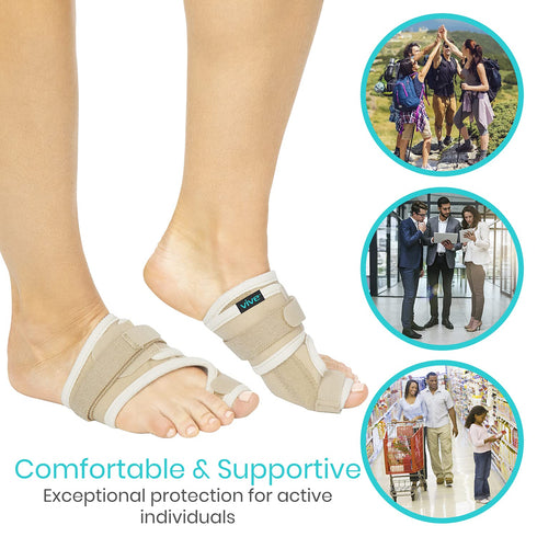 Vive Bunion Brace (Pair) - Big Toe Corrector with Splint for Joint Pain Relief, Orthopedic Sleeve Support