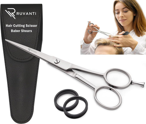 Ruvanti Hair Cutting Scissors - Professional Barber Shears for Salon & Home Use, Sharp Stainless Steel Blades