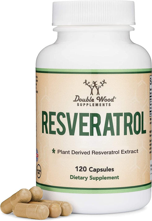 Resveratrol Supplement 500mg, 120 Capsules, Healthy Aging Support by Double Wood, 50% Trans Resveratrol