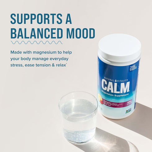Natural Vitality Calm, 16 oz, Magnesium Citrate Supplement, Anti-Stress Drink Mix Powder, Gluten Free, Vegan & Non-GMO