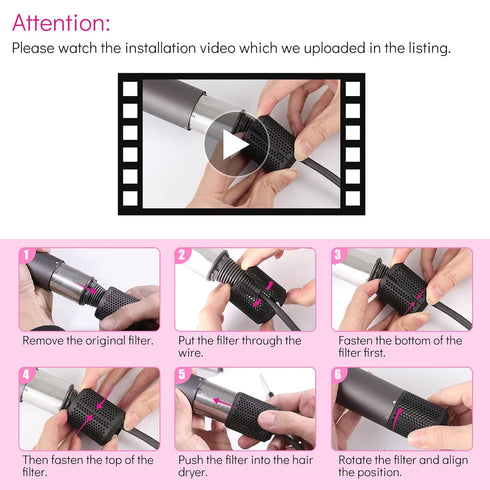 Upgraded Hair Dryer Filter Cover, Compatible with Dyson Supersonic HD01 HD03 HD07 HD08 Models, Hair Dryer Strainer