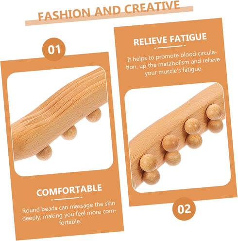 Wood Gua Sha Massage Tool with Beads Versatile Body Massage Stick for Deep Tissue Relief Acupoint Therapy and Muscle