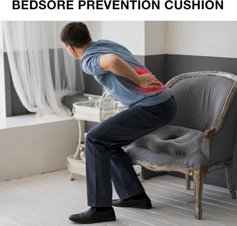 Leinuosen 2 Pcs Inflatable Seat Cushion, Portable Lift Donut Pillow for Tailbone Pain Relief, Gray