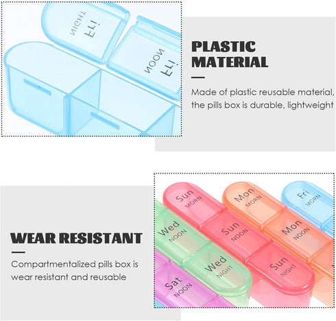 KOMBIUDA Large Capacity Pill Organizer Box, Wear-Resistant Portable Medicine Case with Airtight Seal, Detachable Weekly