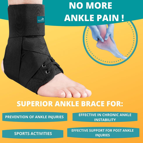 MEDIZED Ankle Brace, Lace Up Adjustable Support for Running, Basketball, Injury Recovery for Men, Women, Children