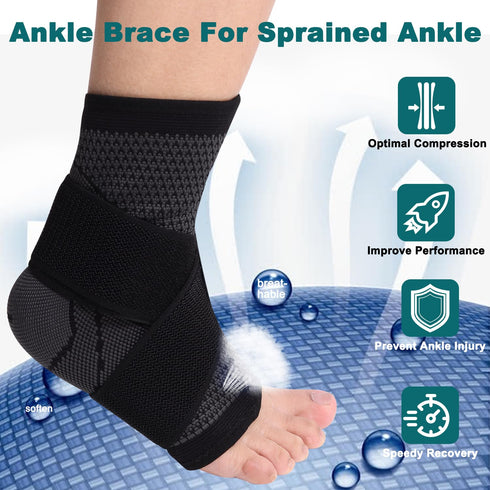 Foot Brace for Sprained Ankle, Ankle Support for Women & Men, Stability Achilles Tendonitis Brace for Plantar Fasciitis