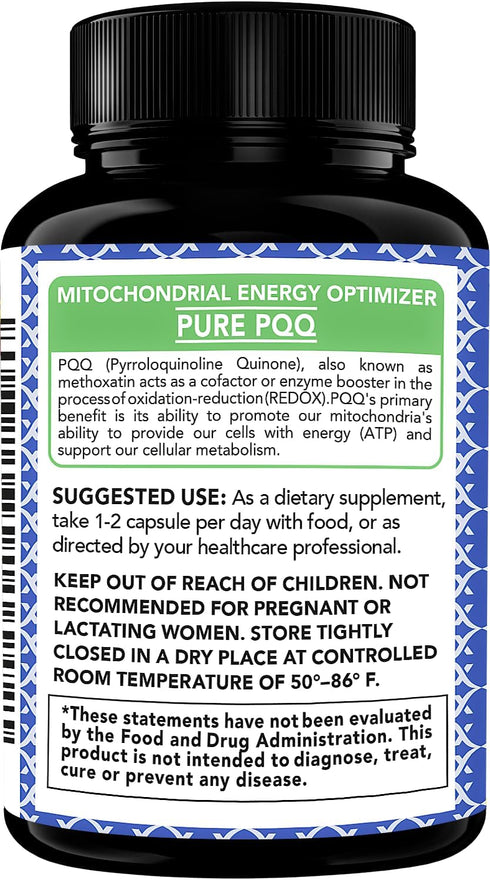 X Gold Health PQQ Supplement 40mg - 180 Veggie Capsules, Pyrroloquinoline Quinone for Mitochondrial Energy