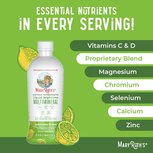 Extra Strength Nighttime Liquid Multimineral Sleep Supplement, Sugar Free, Calm Magnesium Citrate Sleep, NO Melatonin,