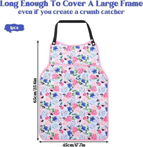 Quilax Adult Bibs for Women, Flower Pattern Adult Bibs for Seniors with Top Pocket Crumb Catcher, Waterproof Reusable
