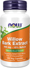 NOW Supplements White Willow Bark, 400 mg, 15% Salicin, Standardized Extract, 100 Veg Capsules