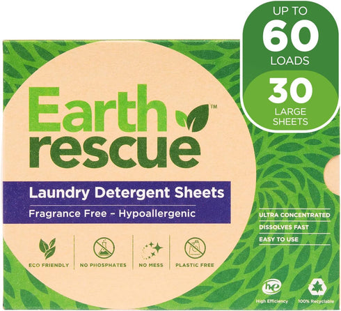 Laundry Detergent Sheets - 30 Sheets (Up to 60 Loads) | Unscented, Hypoallergenic, Concentrated, Eco-Friendly,