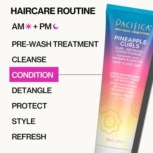 Pacifica Beauty Pineapple Curls Defining Natural Conditioner, For Curly, Coily and Textured Hair Types, 100% Vegan