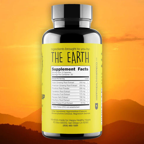 Happy Healthy Hippie Natural Energy Pills, Caffeine Free, 60 Pills for Energy and Metabolism