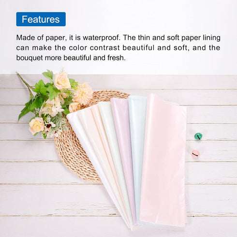 MECCANIXITY 40 Sheets Pink Waterproof Tissue Paper, 20x28 Inch for Florist Bouquet Supplies