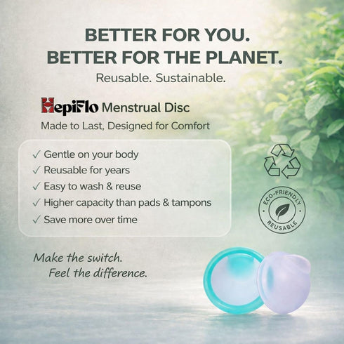 HepiFlo 2 12-Hour Menstrual Disc Combo Reusable Disc in Sizes (Small & Large) Medical-Grade Silicone, Leak-Free